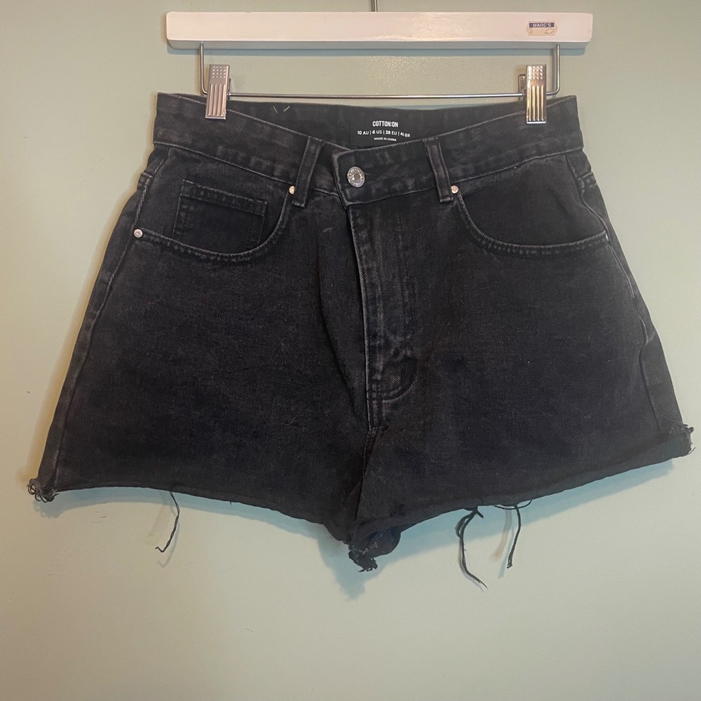 Cotton On Womens Casual Outwear Edgy Pull On Frayed Hem Shorts Black Size 6